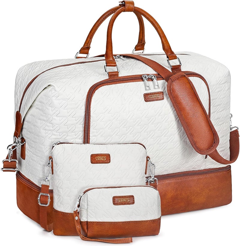 TIBES Travel Weekender Bag for Women, Overnight Bag with Shoe Compartment Oversized Travel Duffel Bag Carry On Tote 21" - Image 1